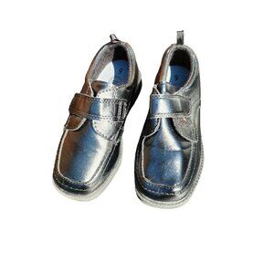 Boys Black Leather Dress Shoes Size 9 With‎ Velcro Strap
